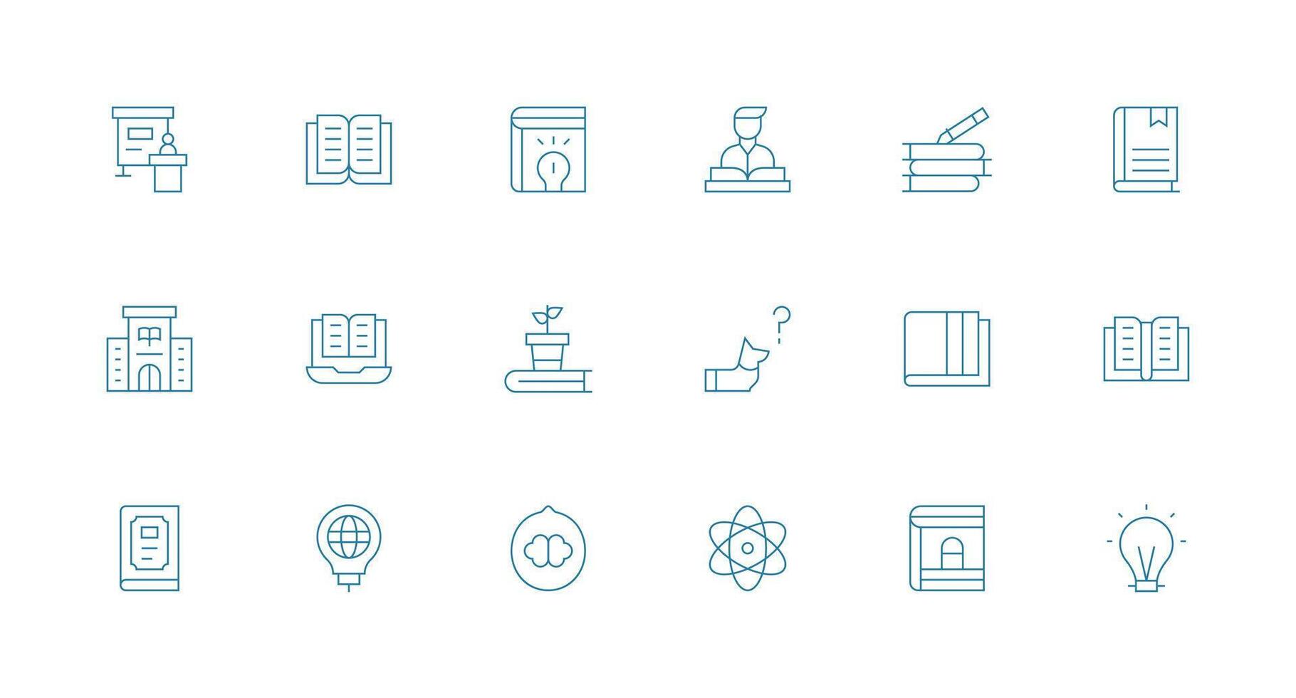 Minimal Line Style Knowledge Icons with 18 Vectors Fully Editable Icon Set for Web
