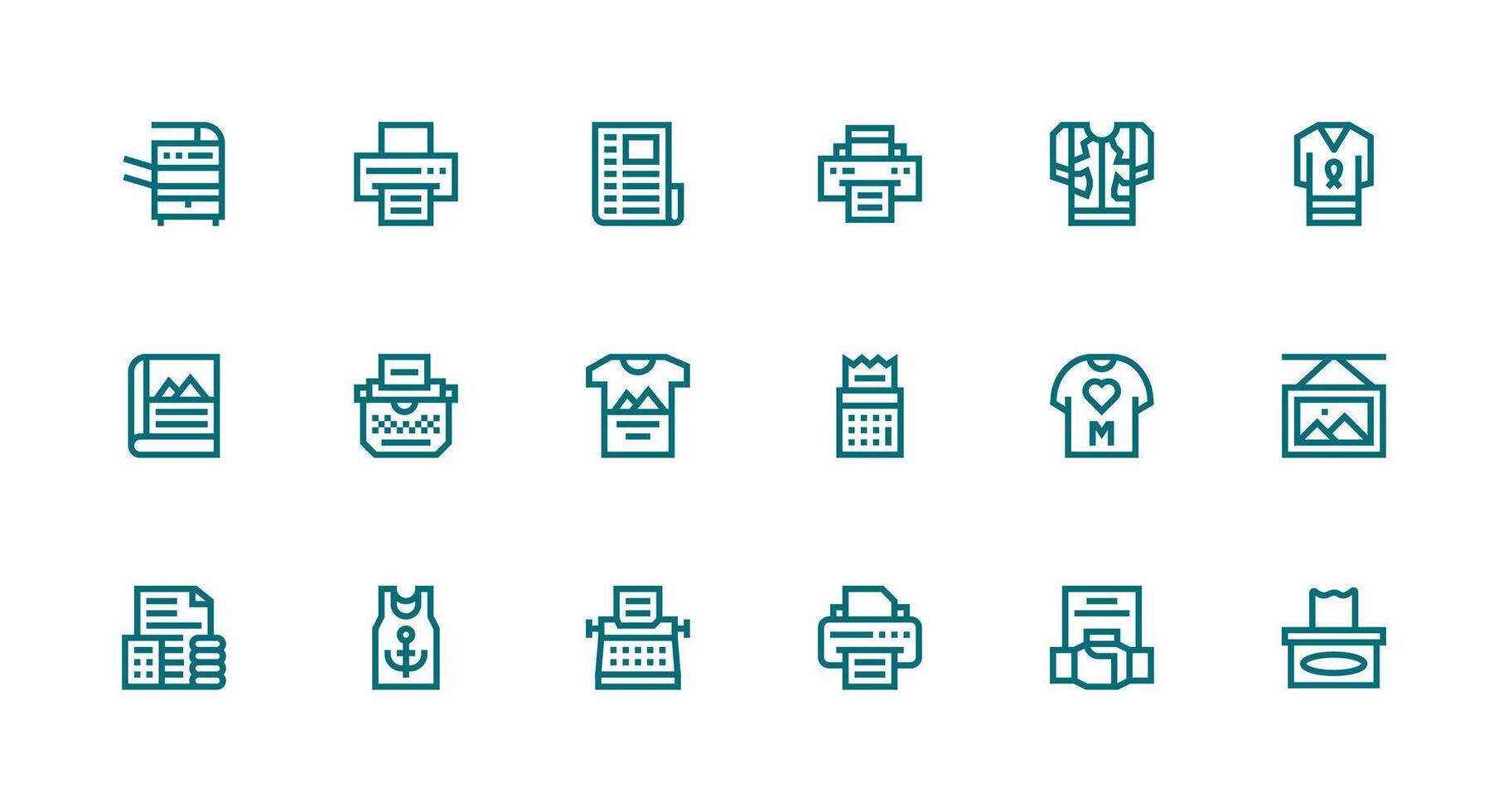 Print Set with 18 Strong Stroke Line Icons Icon Set for Web vector