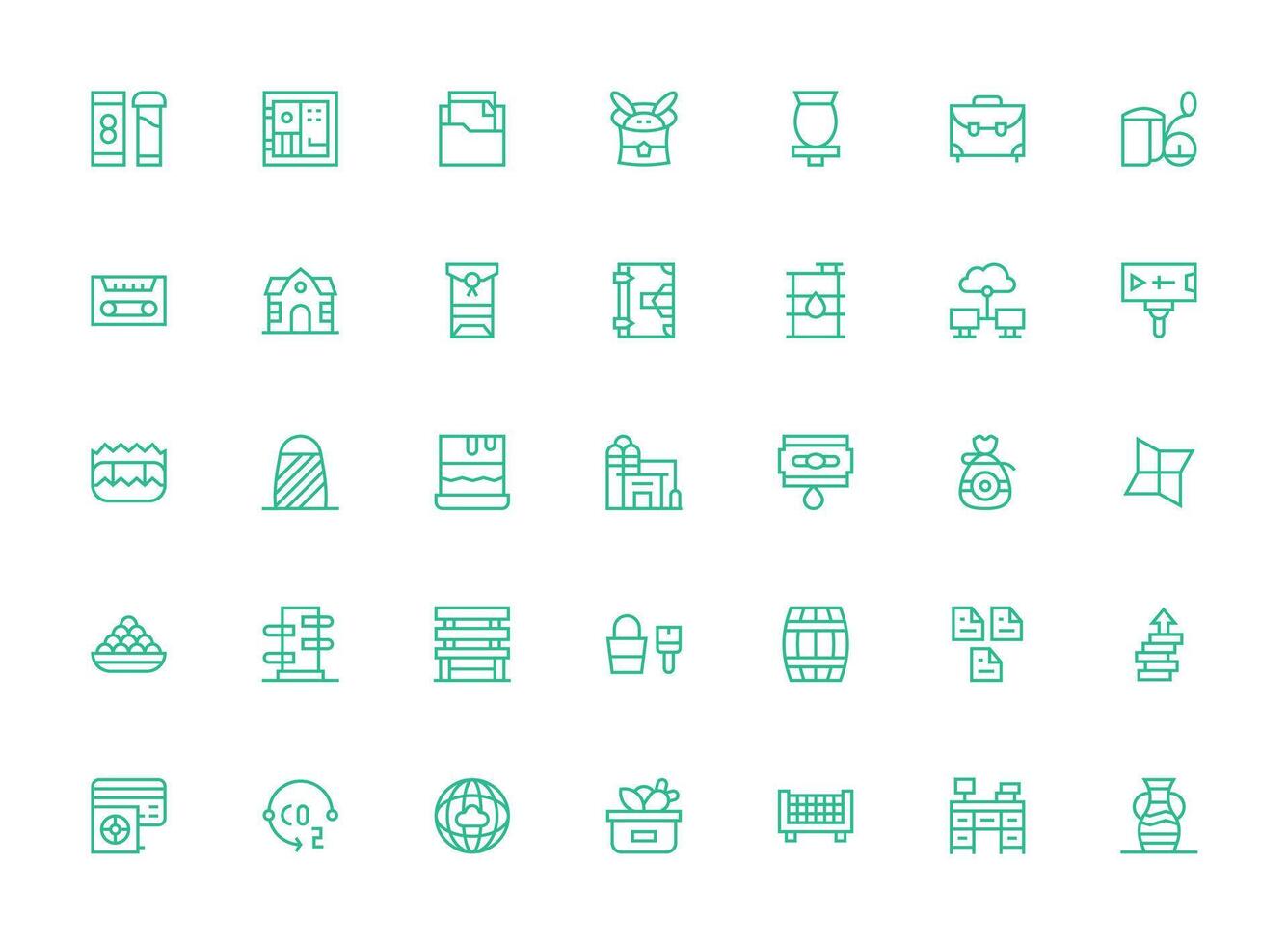 35 Storage Icons in Regular Clean Line Aesthetic Scalable Icons for Cross-Platform Interfaces vector