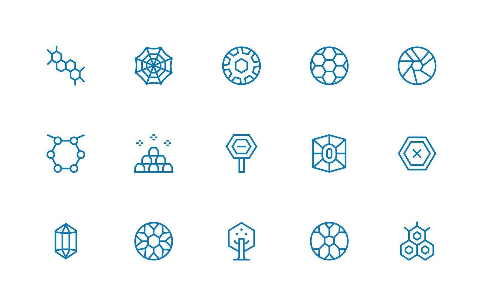 15 Regular Line Vectors for Hexagon Theme Display Icon Pack