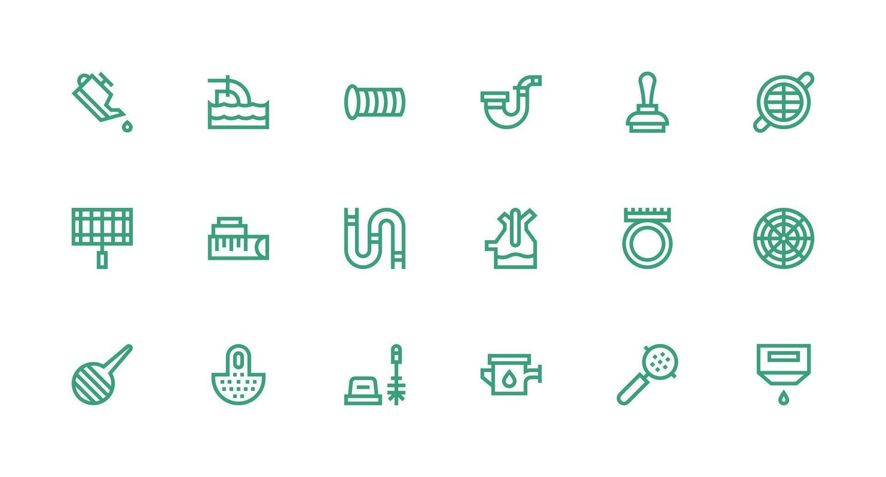 Drain Set with 18 Strong Stroke Line Icons Clean Set for Layout Prototypes vector