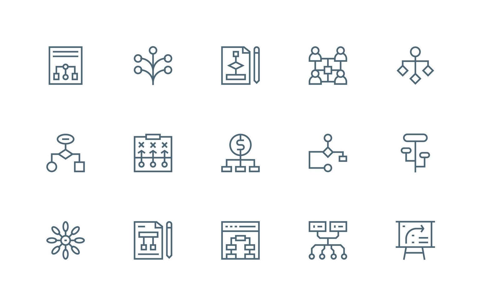 15 Regular Line Style Icons from Flowchart Collection Scalable Icons for All Themes vector