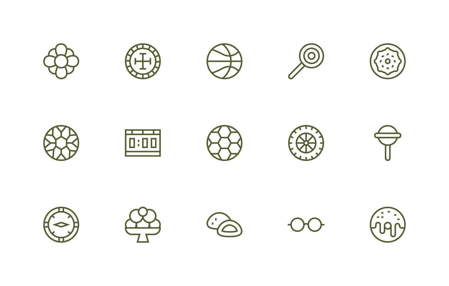 Round Design Icons featuring 15 in Regular Line Style Full Icon Library for UI Designers vector
