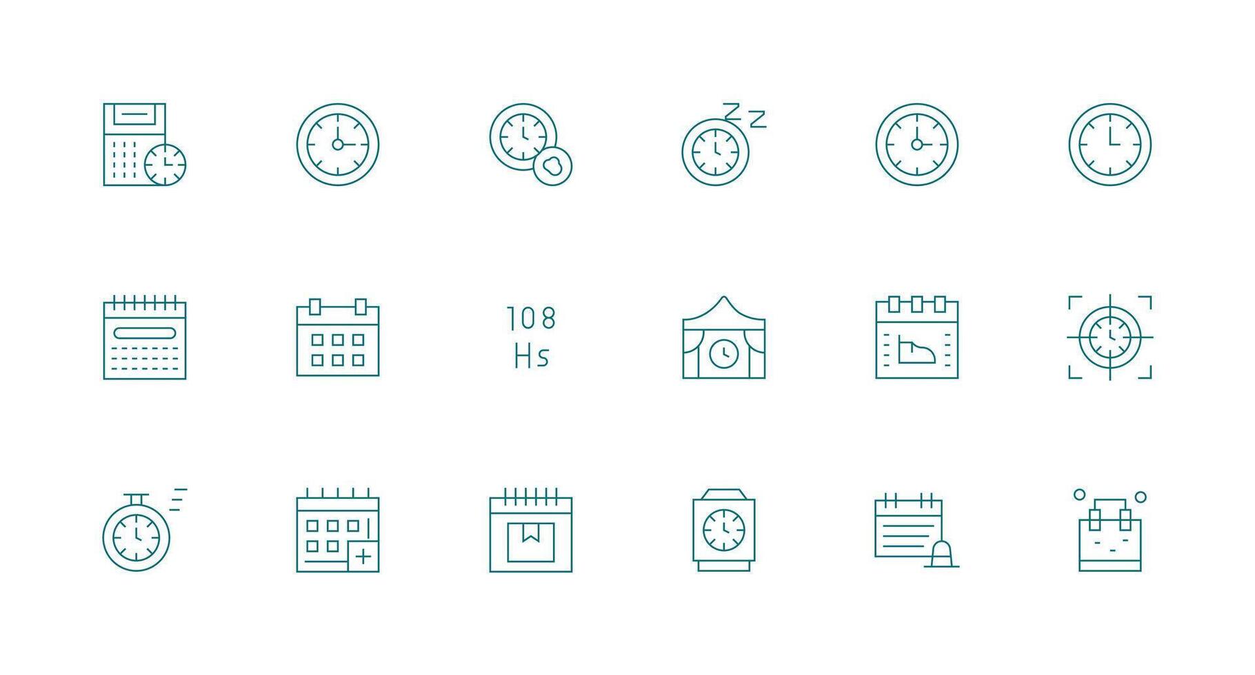 Time Management Design Icons featuring 18 in Minimal Line Style Digital Product Icons for Fast Delivery vector