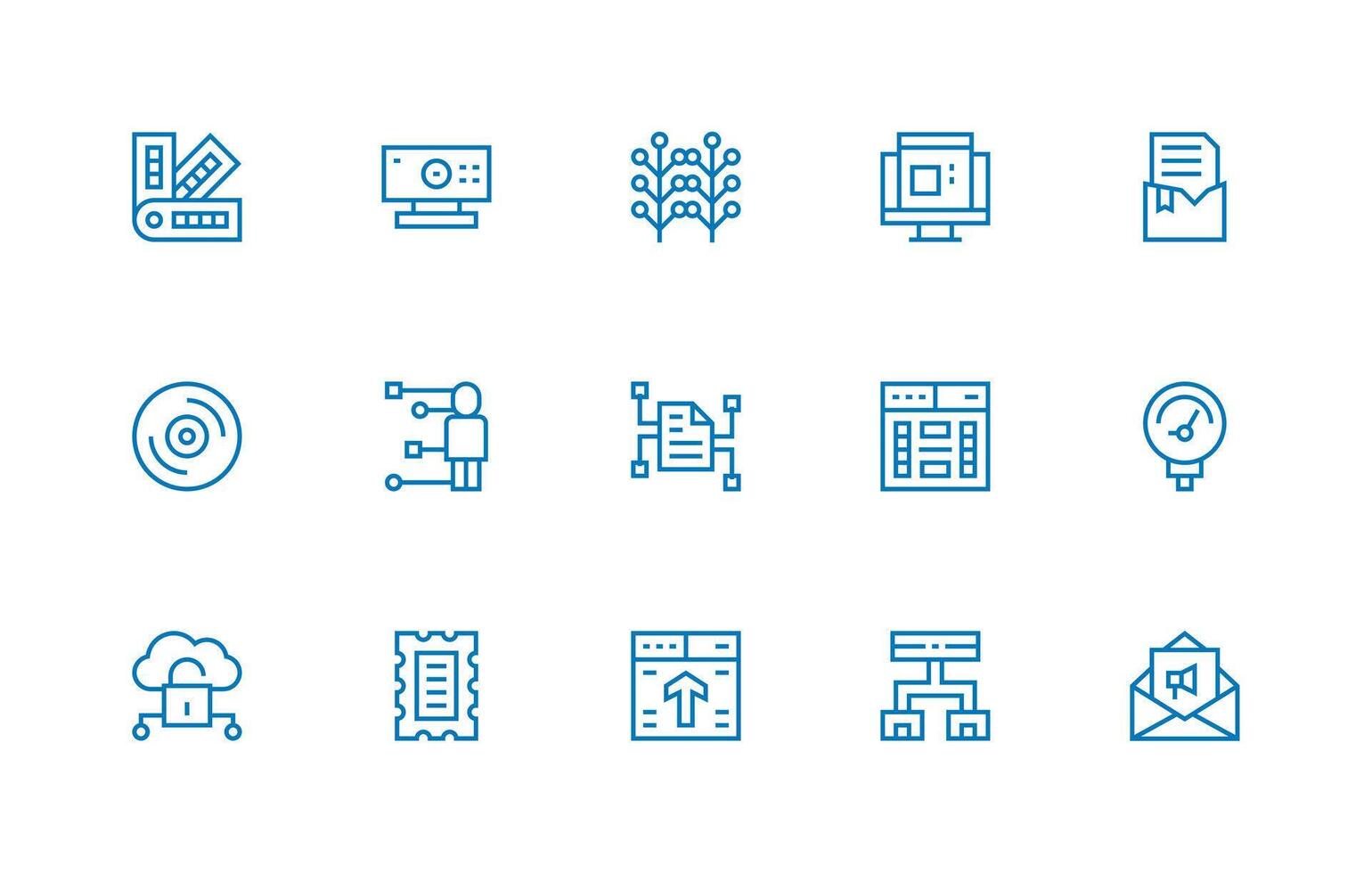 15 Regular Line Icons for Digital Graphics High-Resolution Icons for Any Platform vector