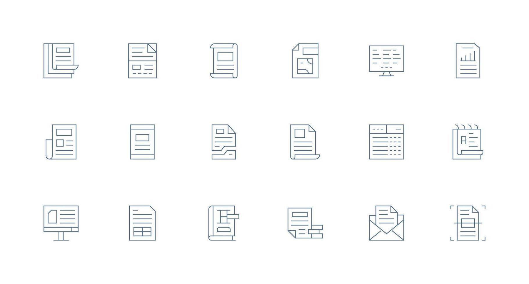 18 Minimal Line Icons for Excel Graphics Light Icon Series vector