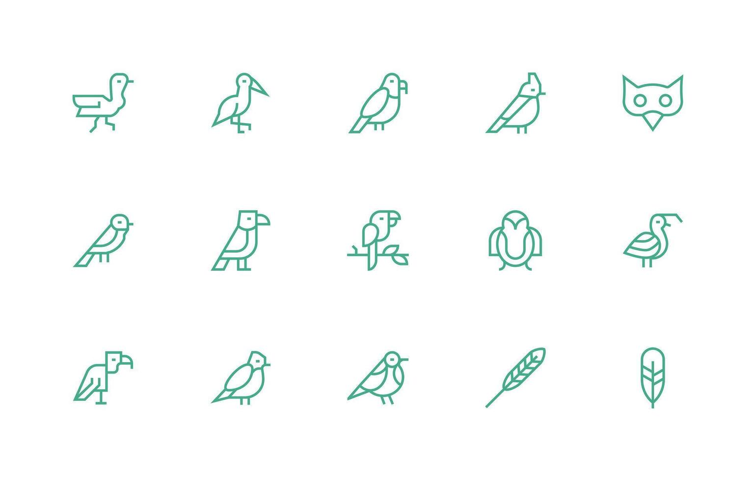 15 Regular Line Designs for Avian Icons Customizable Icon Series for Mobile Screens vector