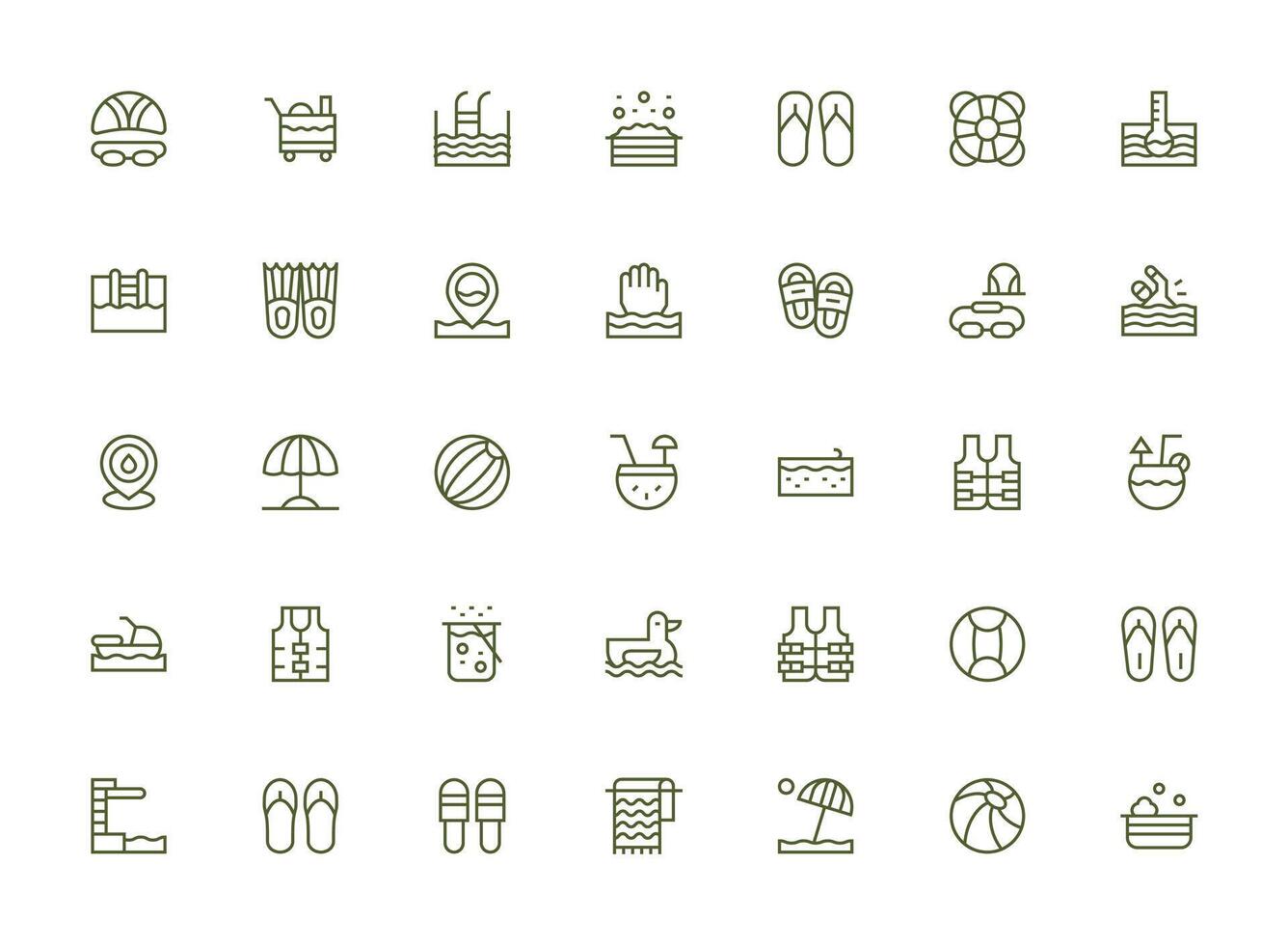35 Regular Clean Line Designs for Pool Icons Core Icon Collection for Daily Tasks vector