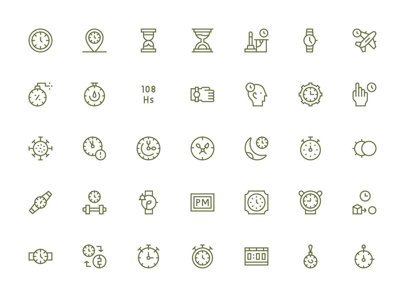 35 Icons for Clock in Regular Clean Line Format Optimized Icon Pack for Digital Products vector