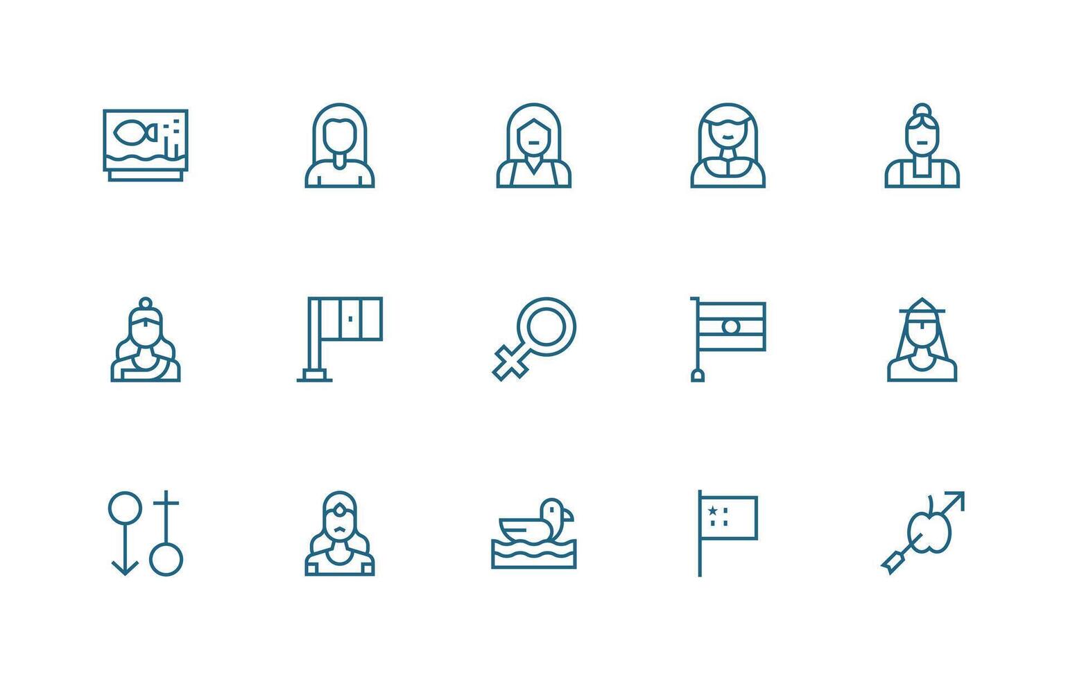 Regular Line Style Representation Icons with 15 Vectors Neutral Style Icons for Any Project