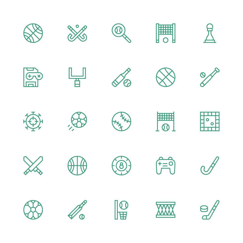 Gameplay Design Icons featuring 25 in Medium Stroke Outline Style Flexible Icon System for Web Interfaces vector