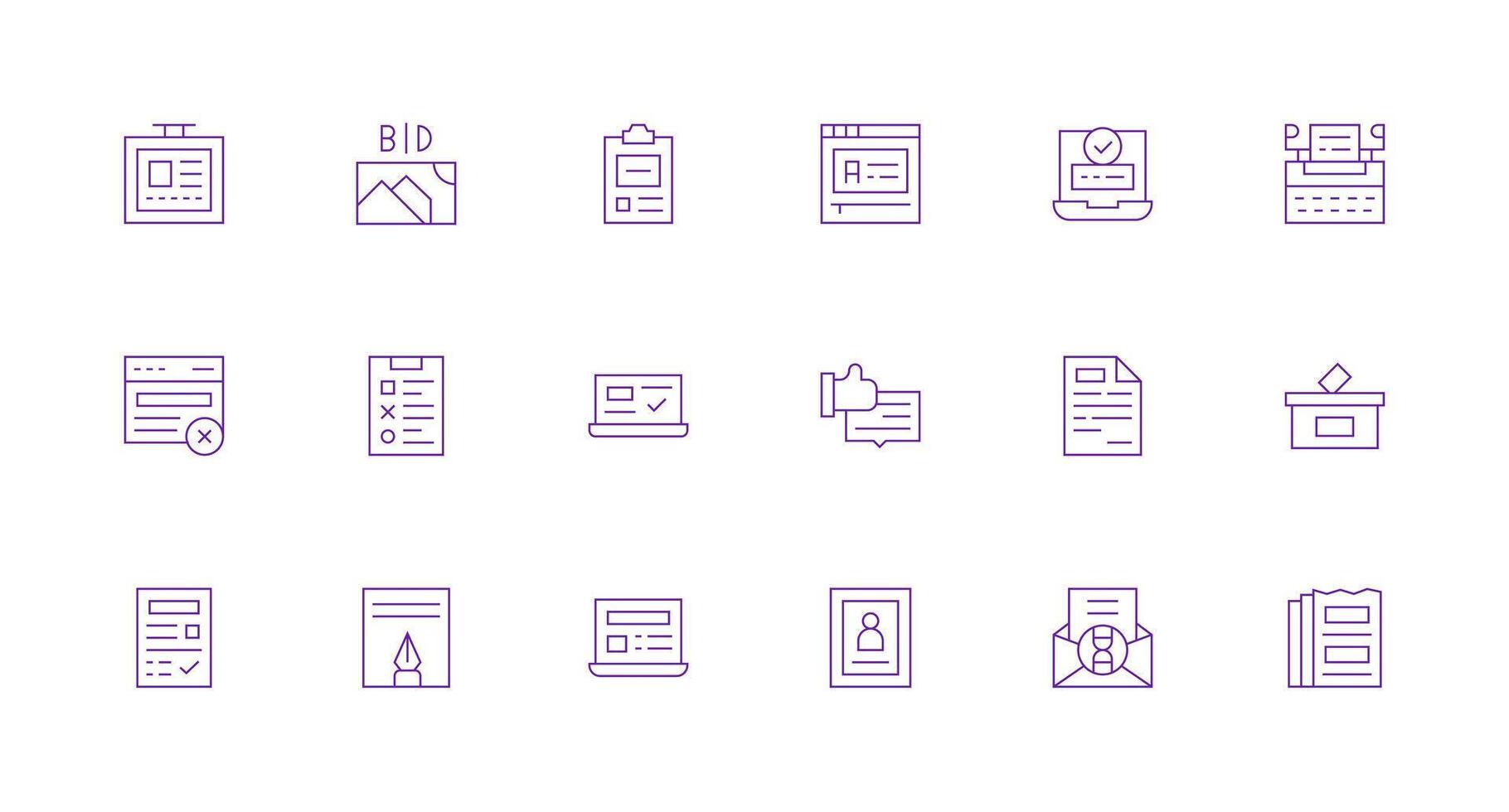 18 Submission Icons in Minimal Line Aesthetic Multi-Purpose Icon Set vector