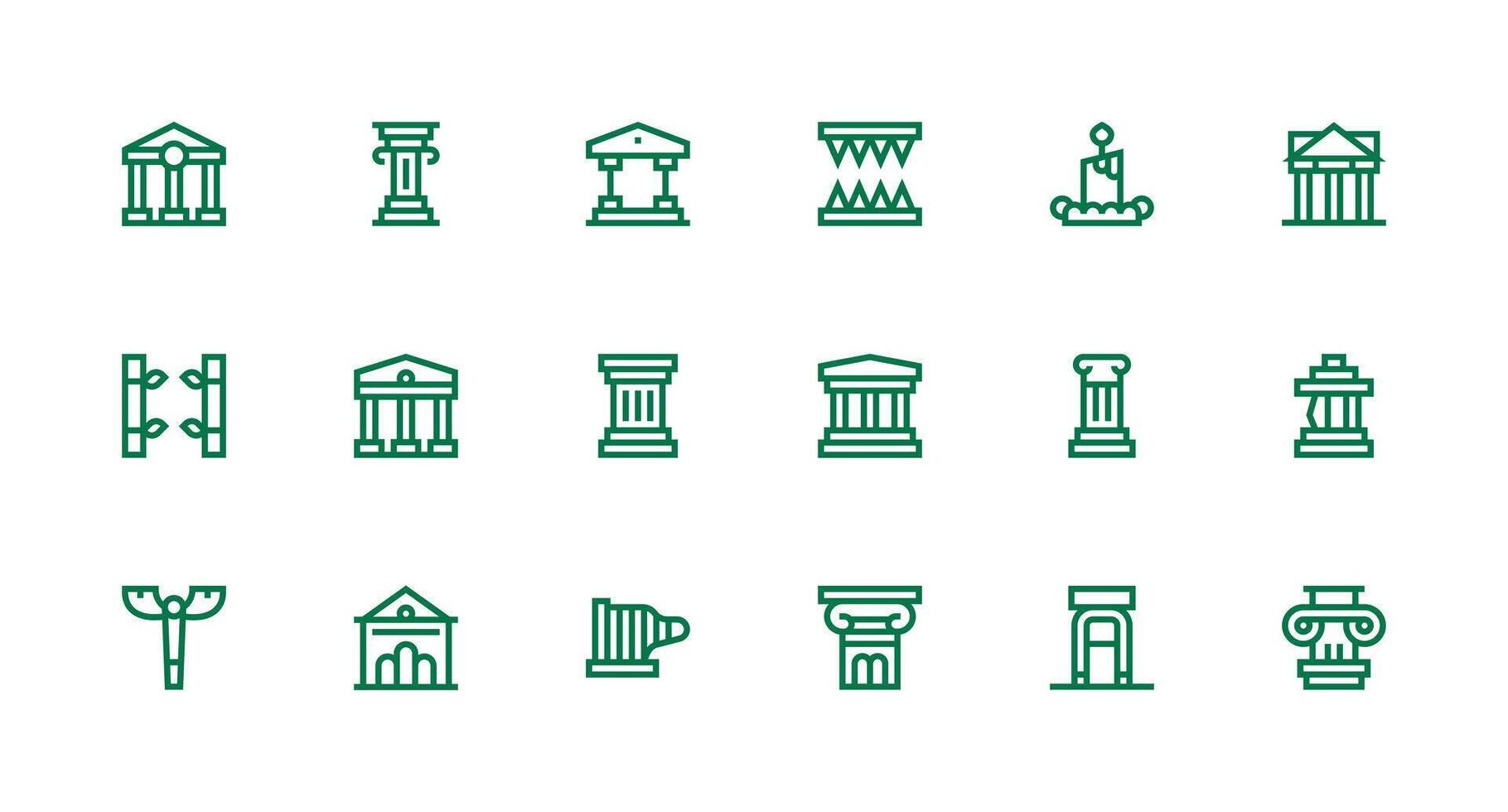 18 Strong Stroke Line Designs for Pillar Icons Quick Access Icons for UI Development vector