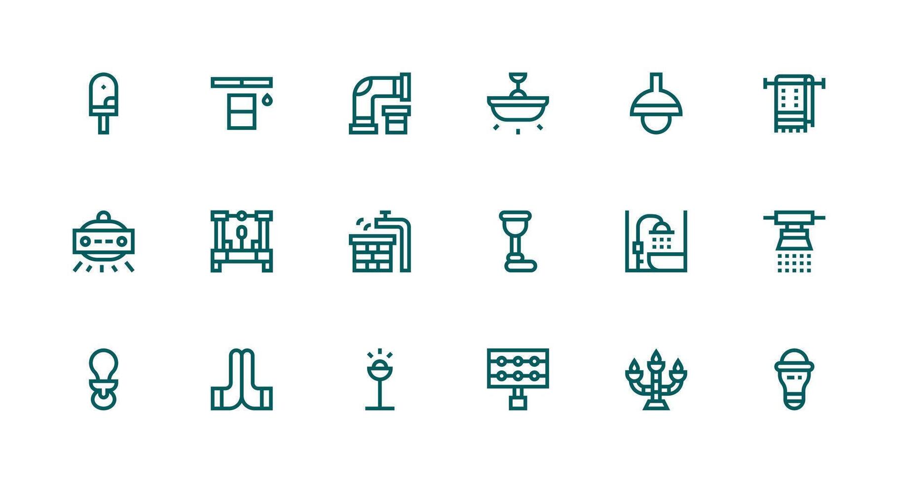 Fixture Icon Set with 18 Strong Stroke Line Graphics Responsive Icon Set for Flexible Layouts vector