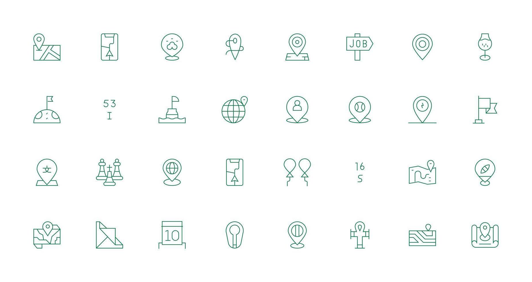 Thin Line Icons from Position Set with 32 Vectors Clean Set for Layout Prototypes
