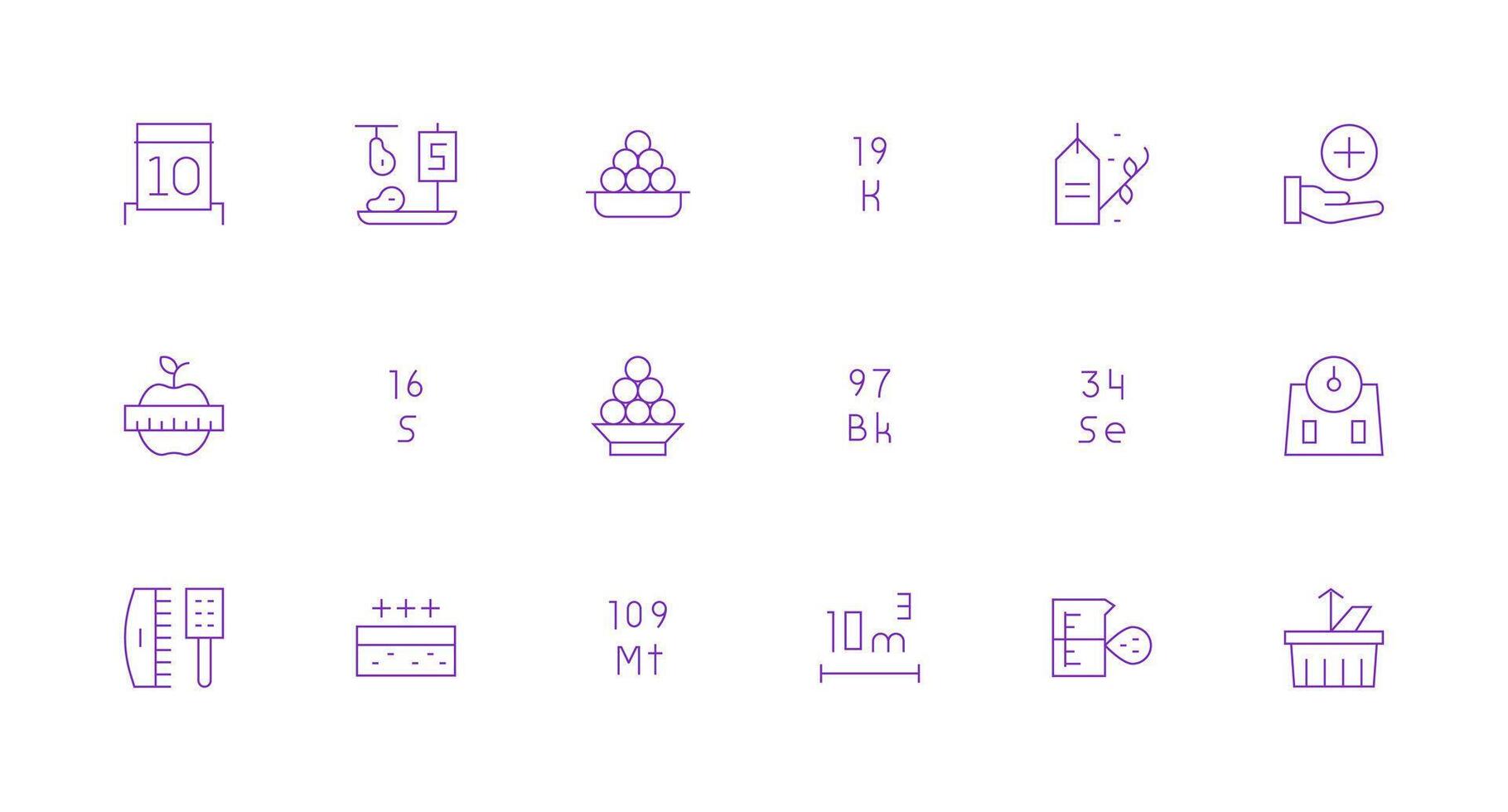 Quantity Set with 18 Minimal Line Icons Multi-Purpose Icon Set vector