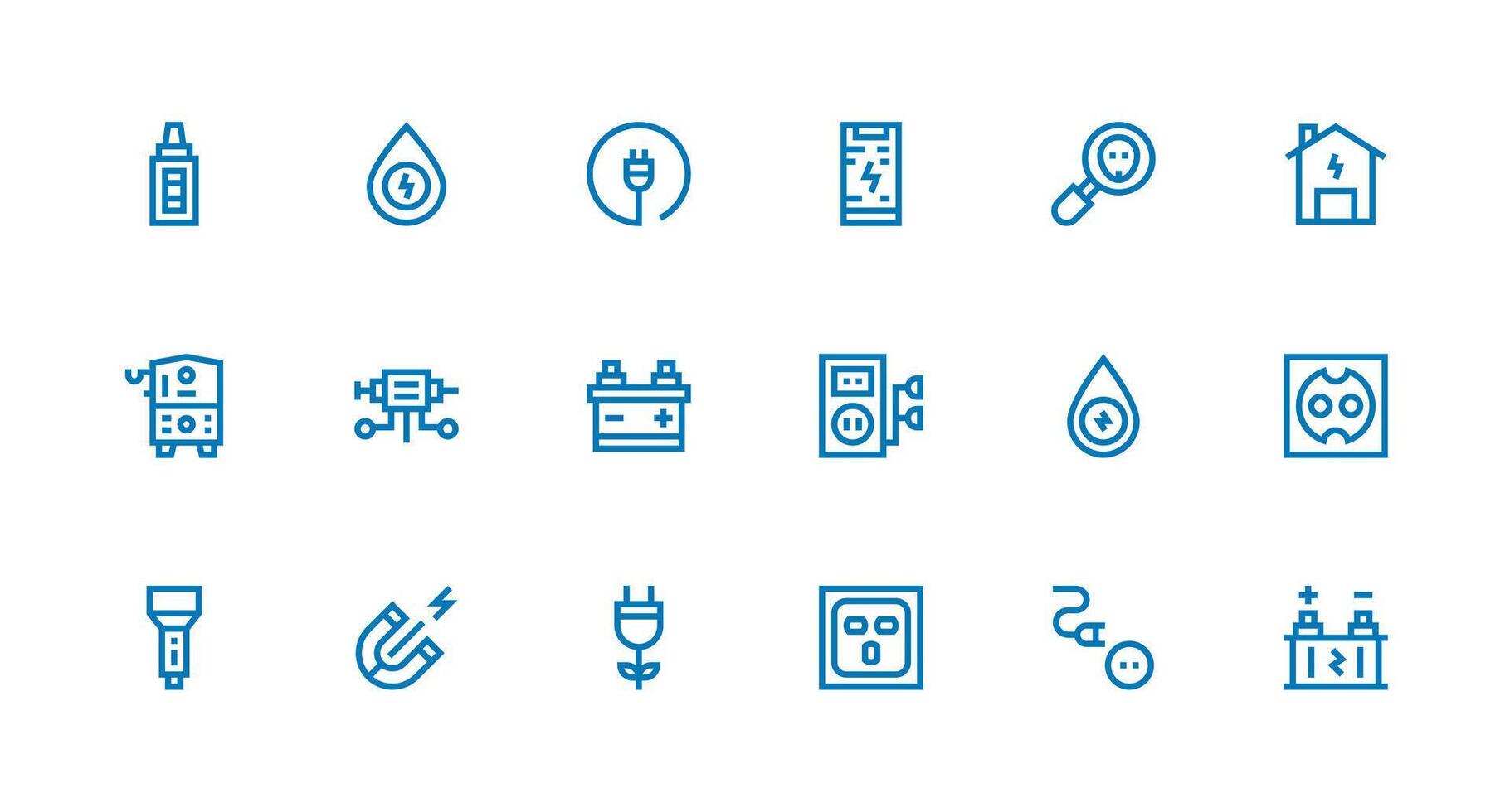 Power Source Design Icons featuring 18 in Strong Stroke Line Style Interface Icons for Daily Use vector
