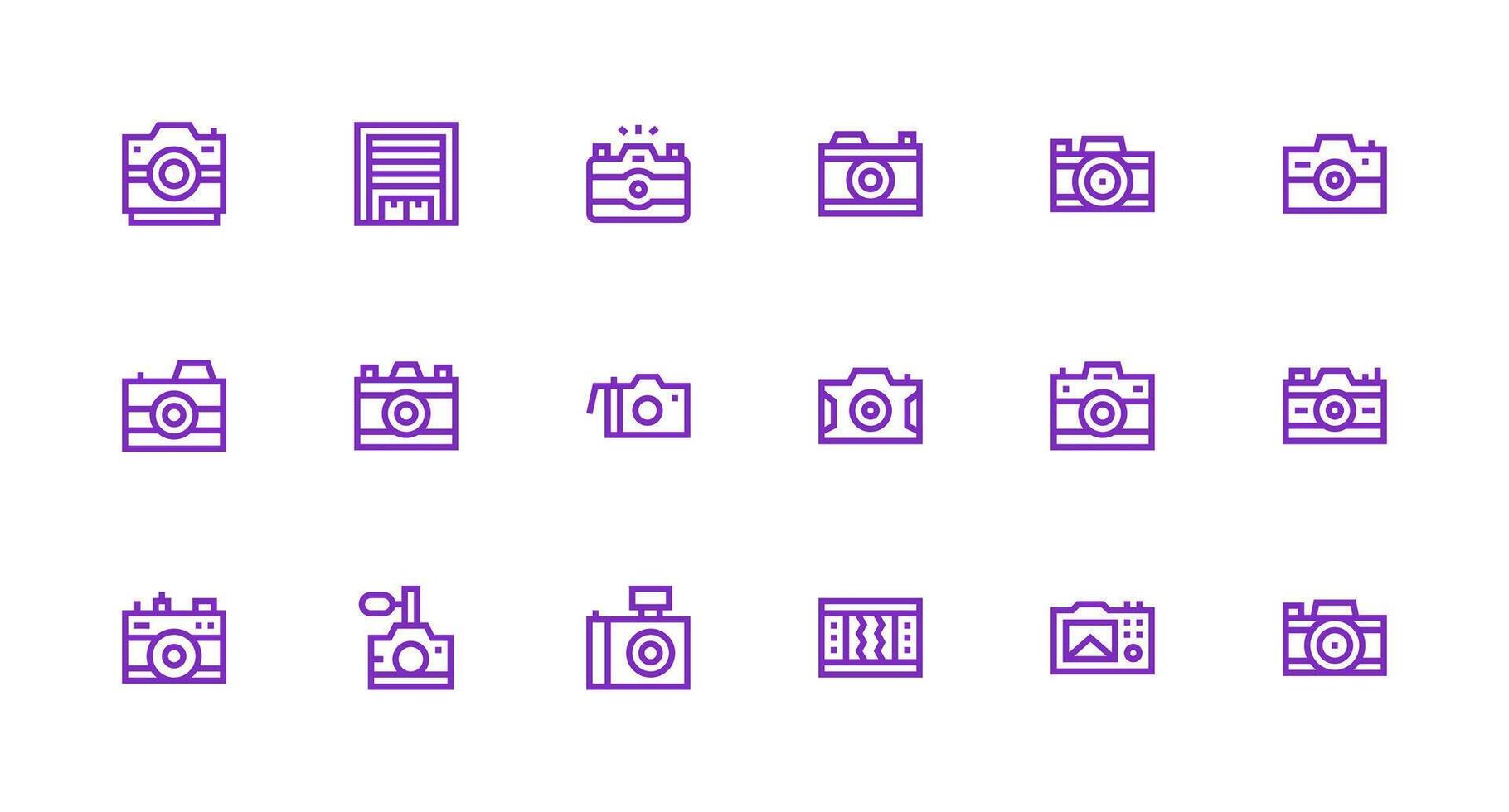 Shutter Design Icons featuring 18 in Strong Stroke Line Style Basic Icon Series vector