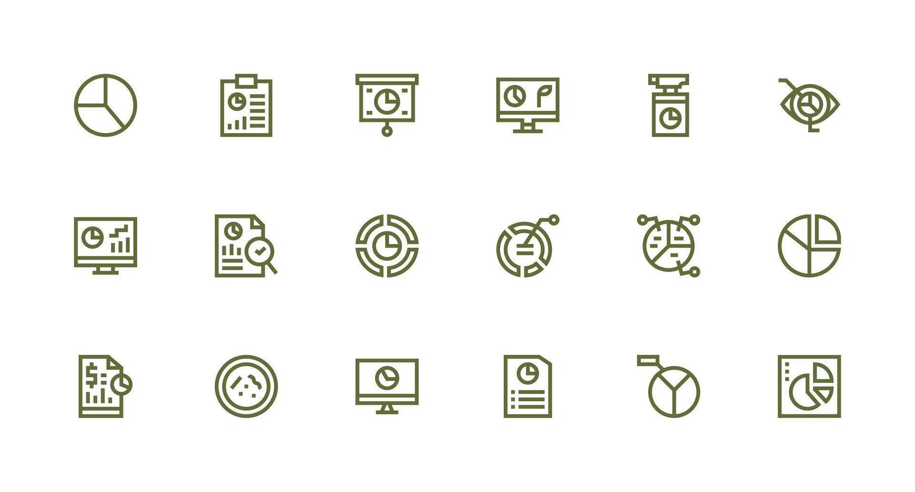 18 Strong Stroke Line Vectors for Pie Chart Theme Icon Pack for UI