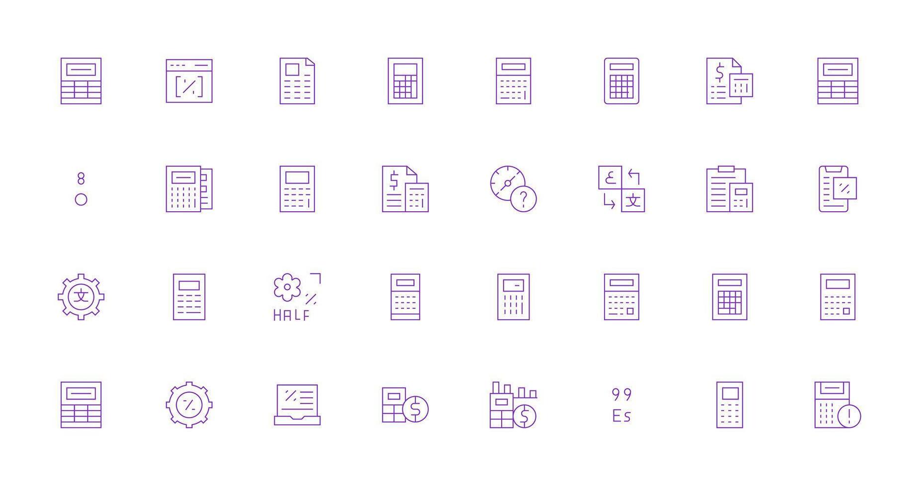 Thin Line Icons from Calculation Set with 32 Vectors Multi-Purpose Icon Set