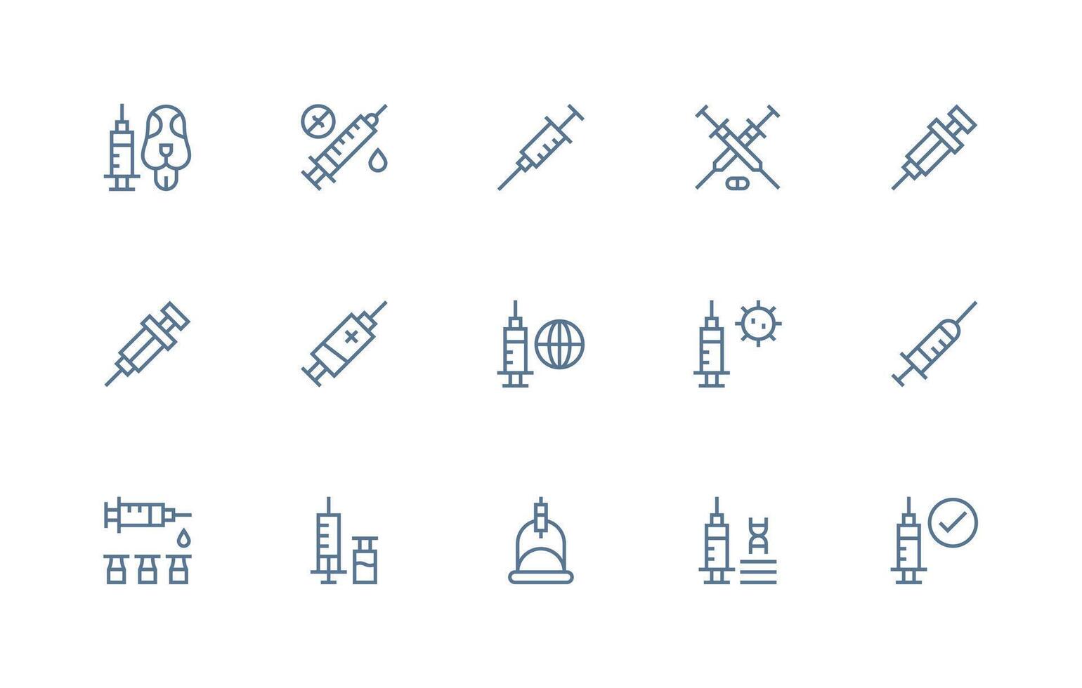 15 Icons for Vaccination in Regular Line Format Web and App Icon Pack Collection vector