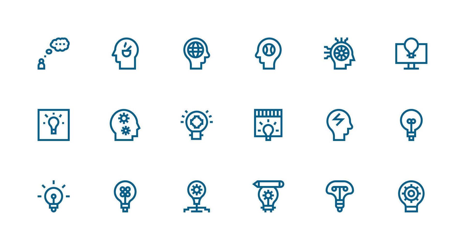 18 Icons for Thinking in Strong Stroke Line Format Interface Icon Collection vector