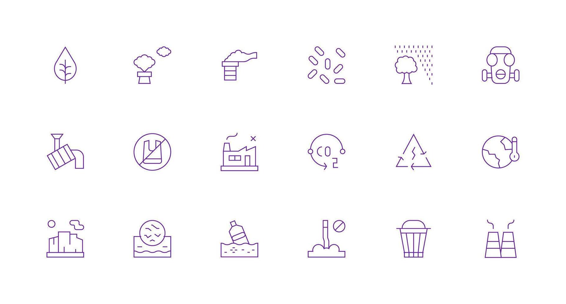 18 Minimal Line Vectors for Pollution Theme Simple Icons for Interface and Wireframes