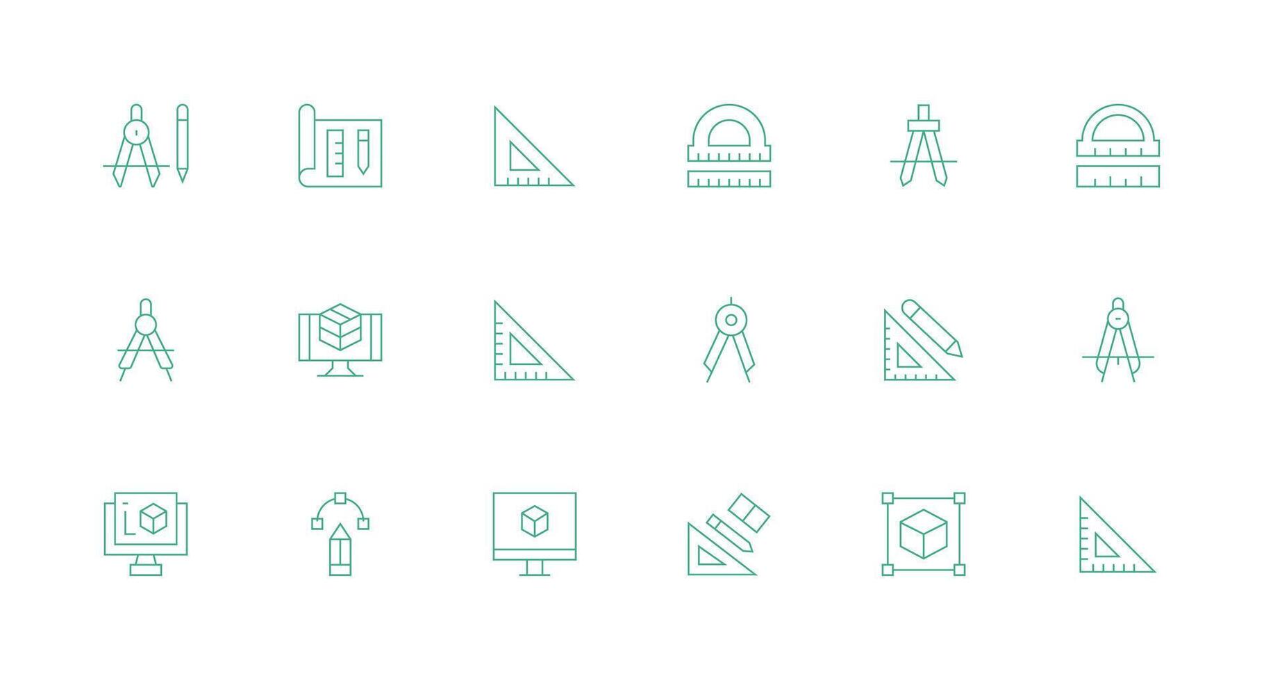 18 Icons for Cad in Minimal Line Format Sharp Icons for Presentations vector