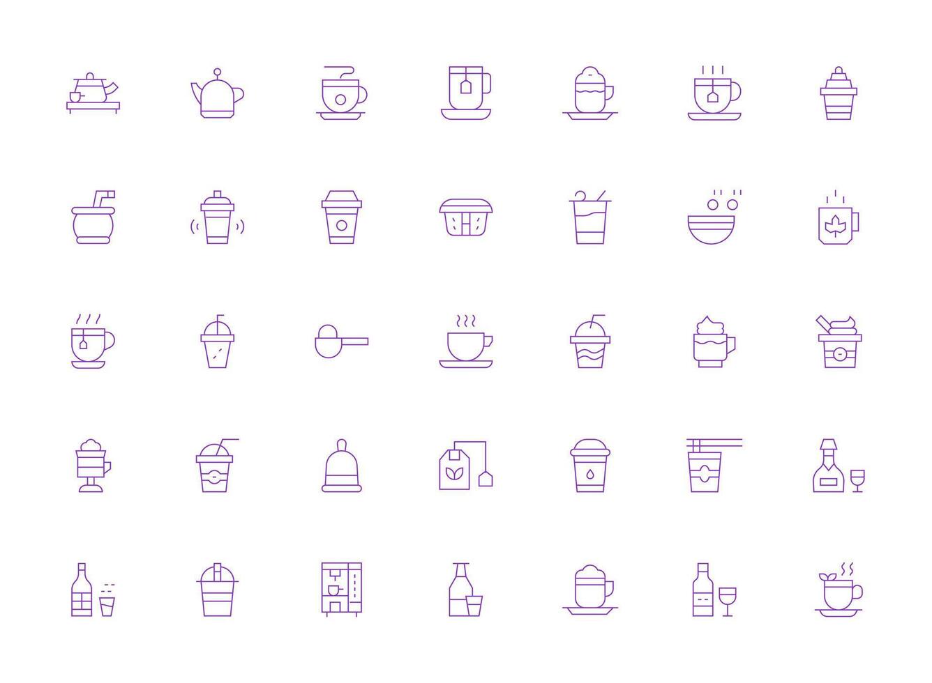 35 Icons for Cup in Light Line Format User Interface Icons for Digital Products vector