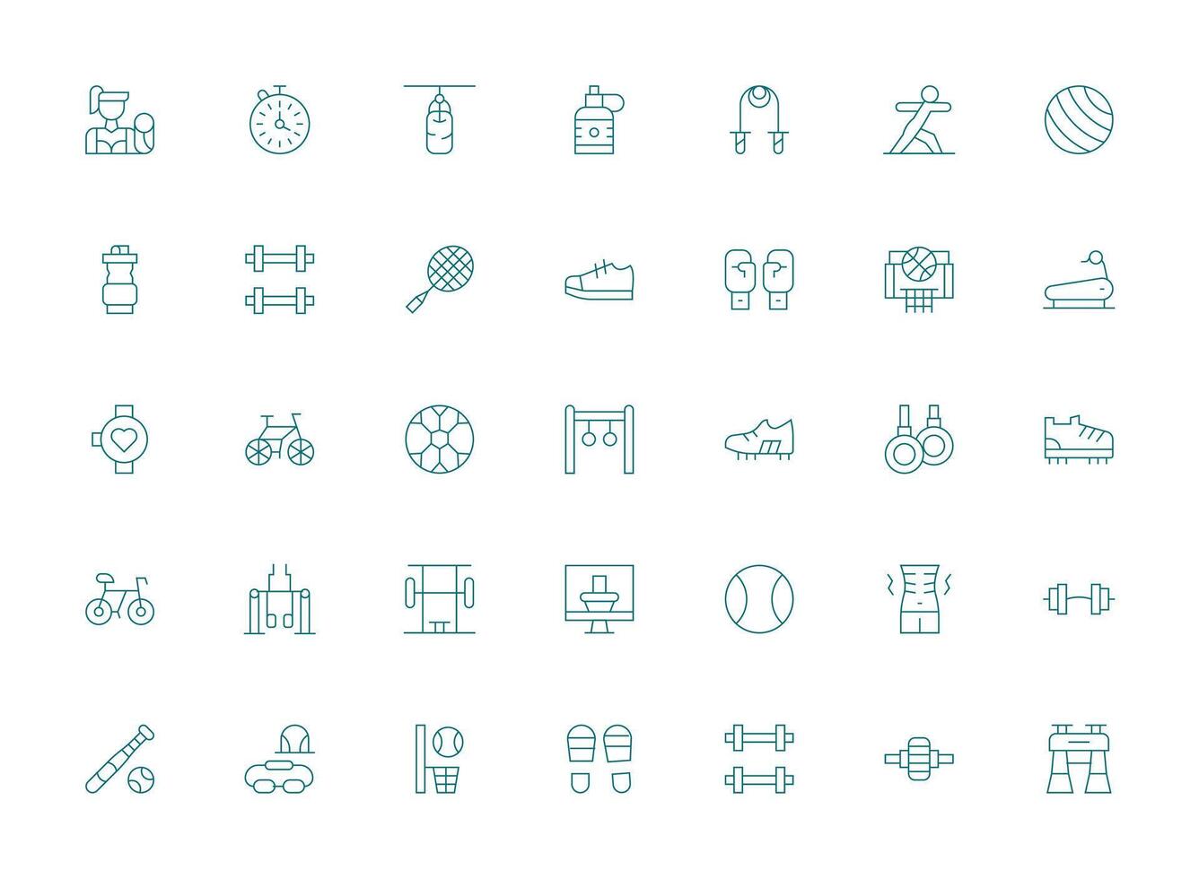 Light Line Style Exercise Icons with 35 Vectors Icon Set for Projects