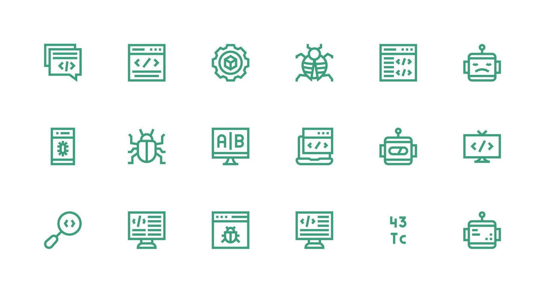 18 fuerte carrera línea estilo íconos desde programación colección compacto icono conjunto vector