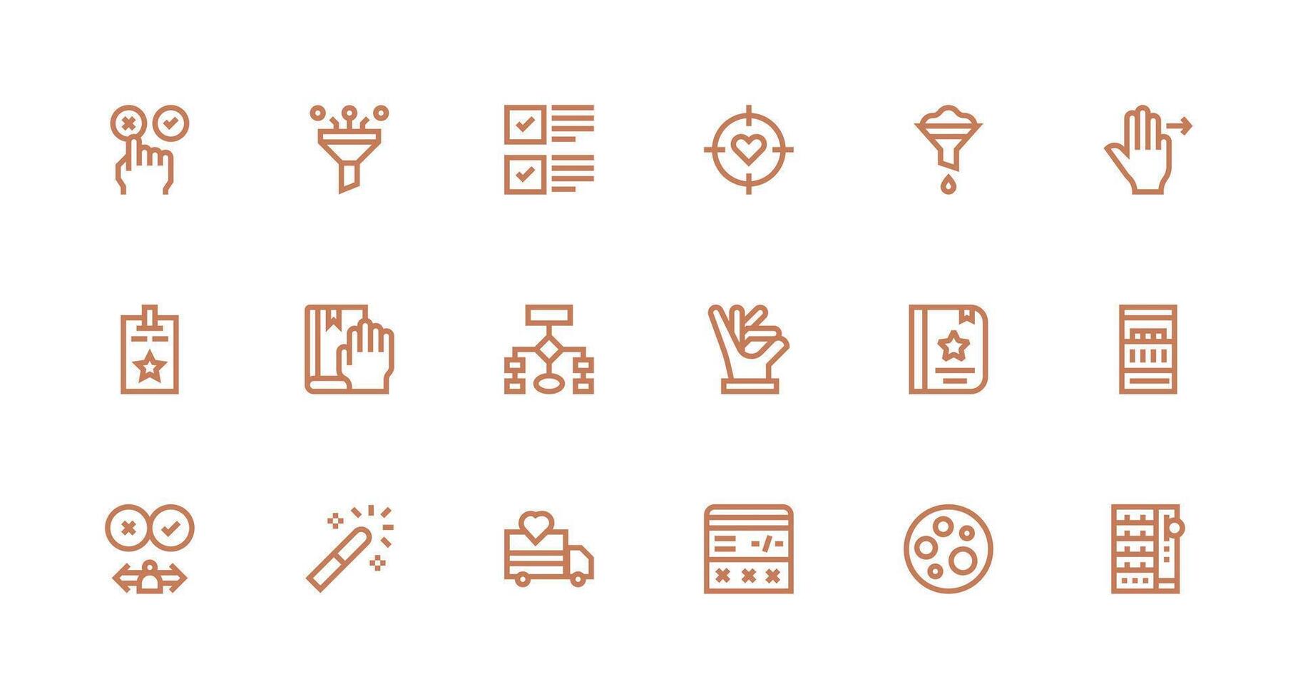 Selection Set with 18 Strong Stroke Line Icons Reusable Icon Set vector