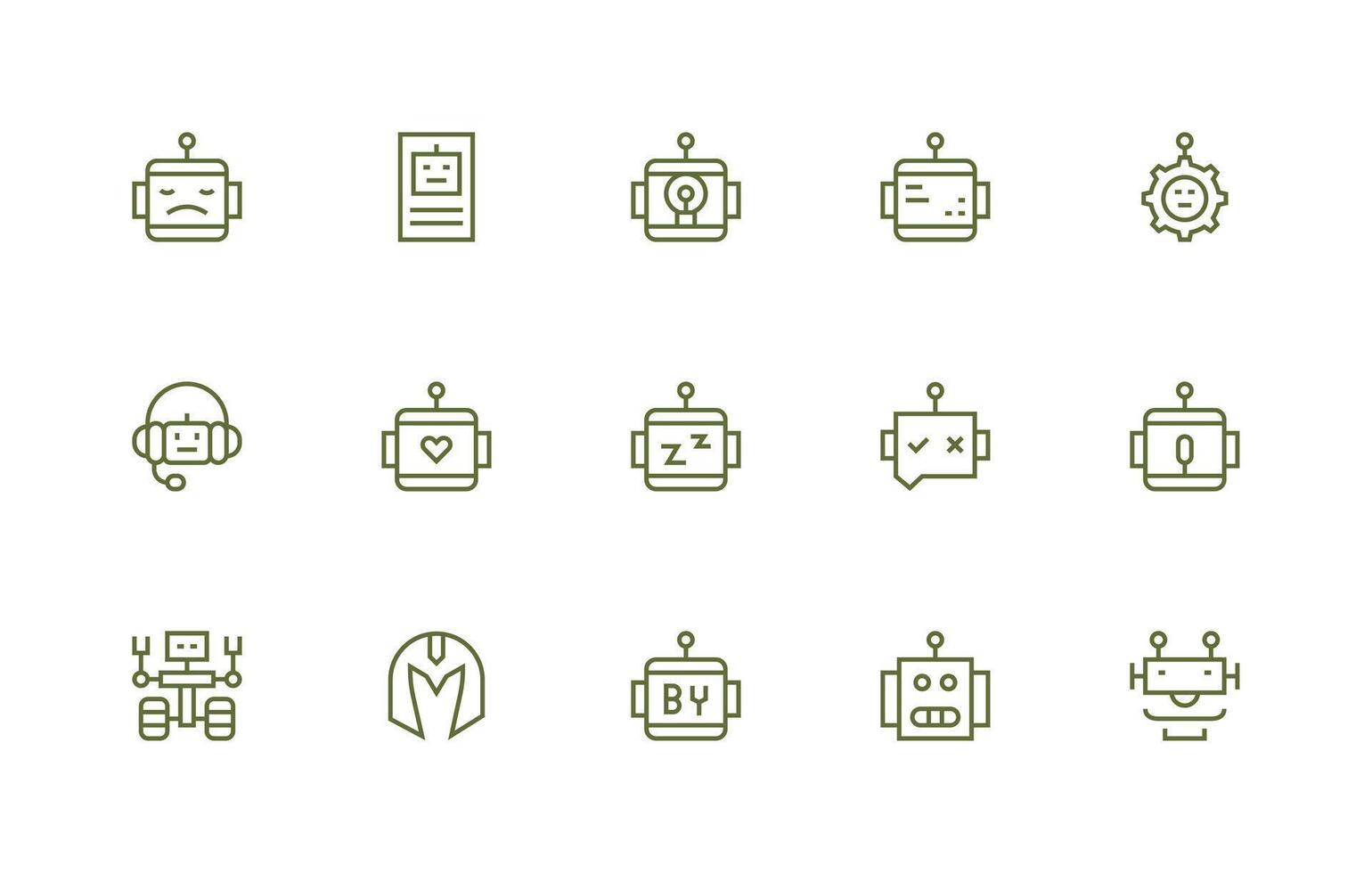 15 Regular Line Style Icons from Robot Collection High-Quality Icon Pack vector
