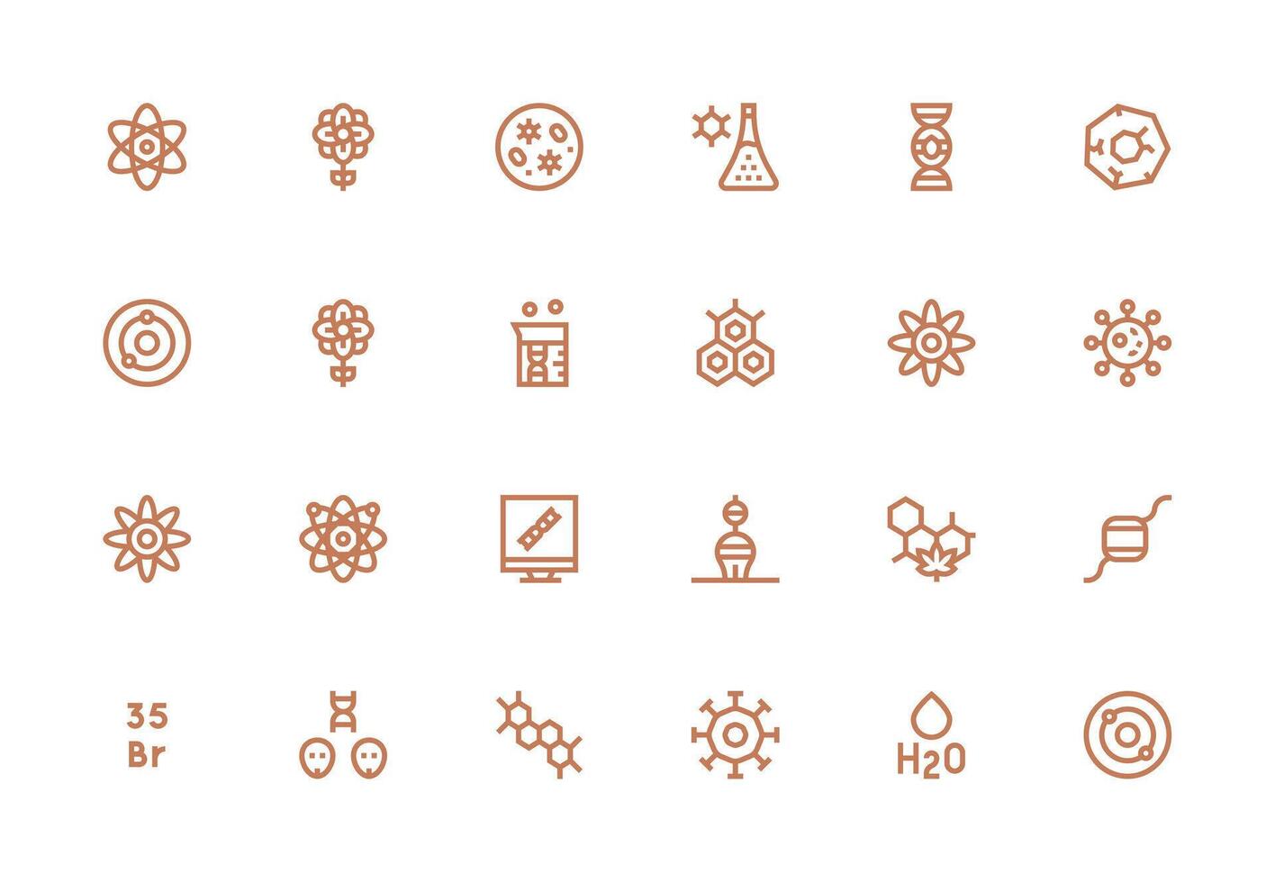 Molecule Icon Set with 24 Thick Line Line Graphics Neutral Style Icons for Any Project vector