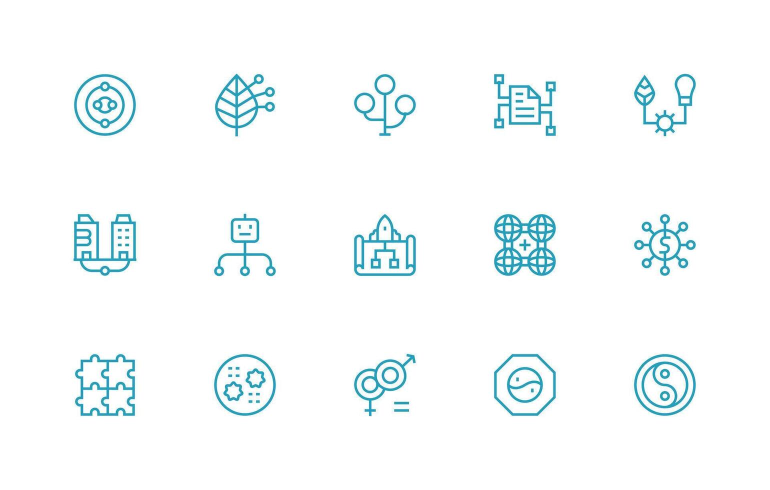 Integration Icon Set with 15 Regular Line Graphics Organized Icon Pack for Quick Access vector