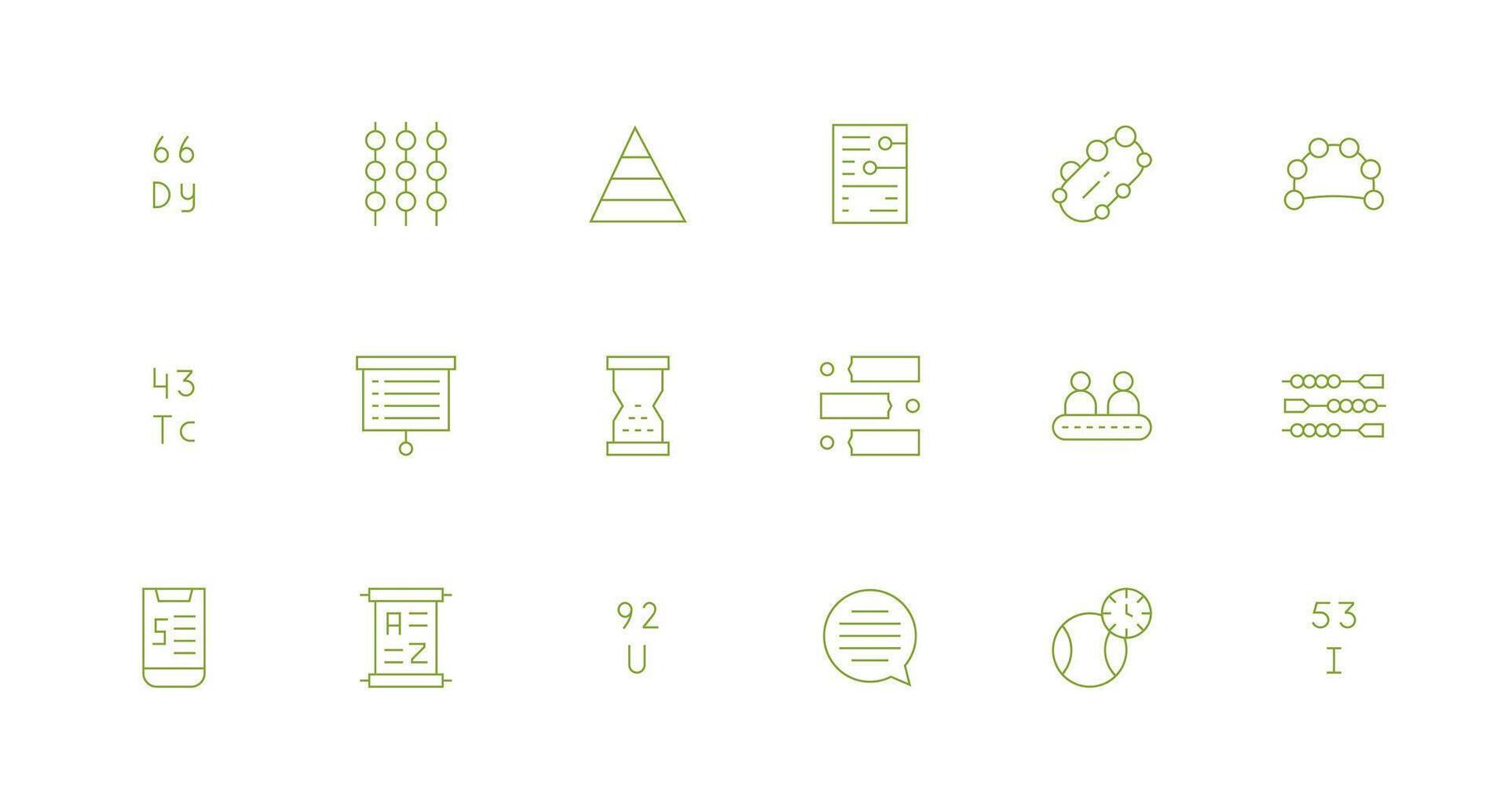 Sequence Icon Set with 18 Minimal Line Graphics Organized Glyph Icons for Fast Design vector