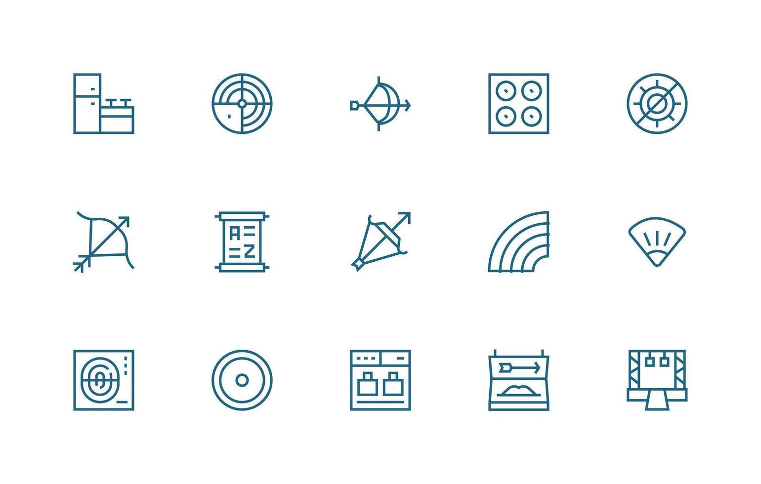Range Design Icons featuring 15 in Regular Line Style Balanced Icon Set for Functional Design vector
