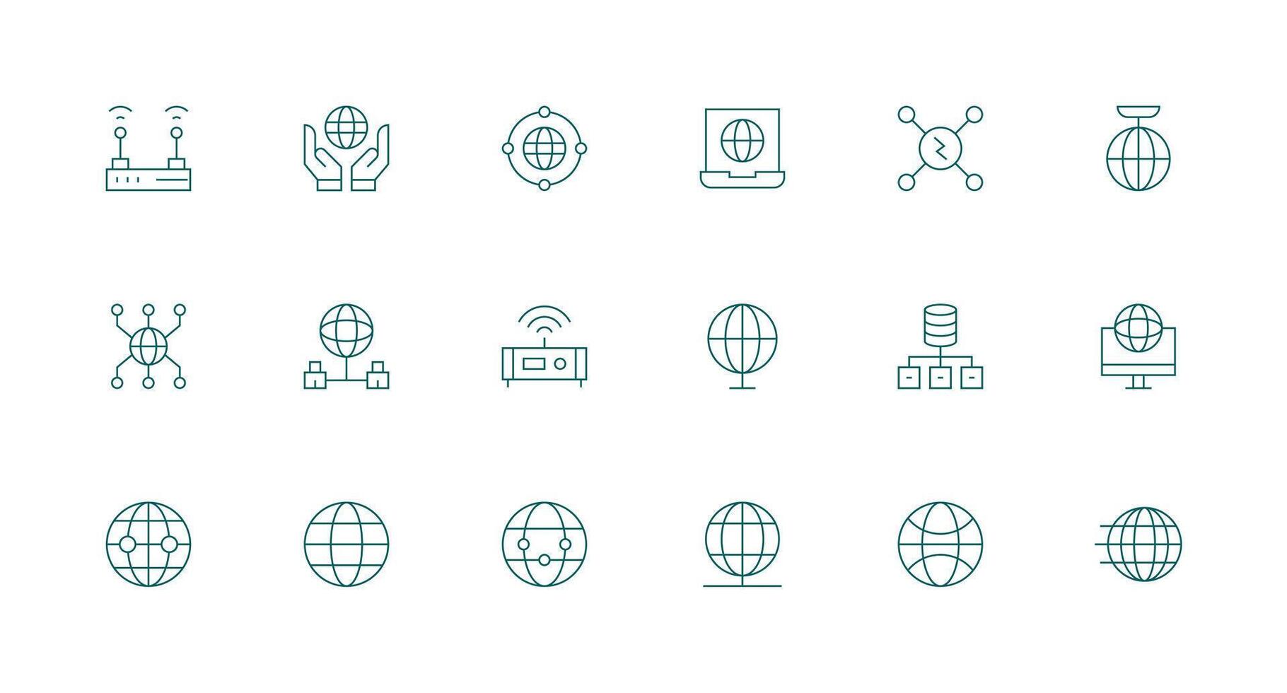 18 Icons for Network Connection in Minimal Line Format Digital Icon Collection vector