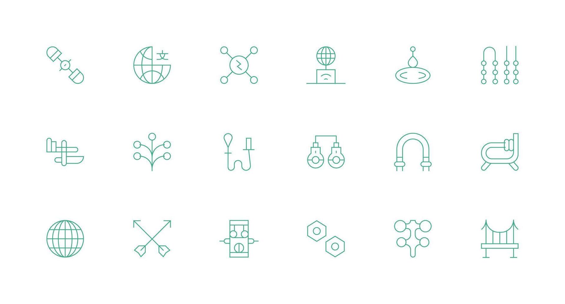 Minimal Line Style Connection Point Icons with 18 Vectors Neat Icon Set