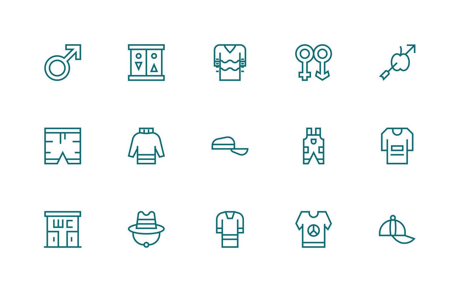 Unisex Icon Set with 15 Regular Line Graphics Dashboard Icon Series vector