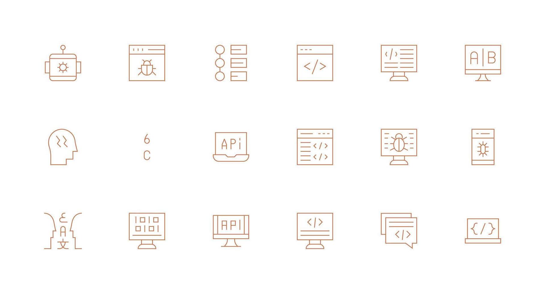 Programming including 18 Minimal Line Illustrations Scalable Icons for All Themes vector