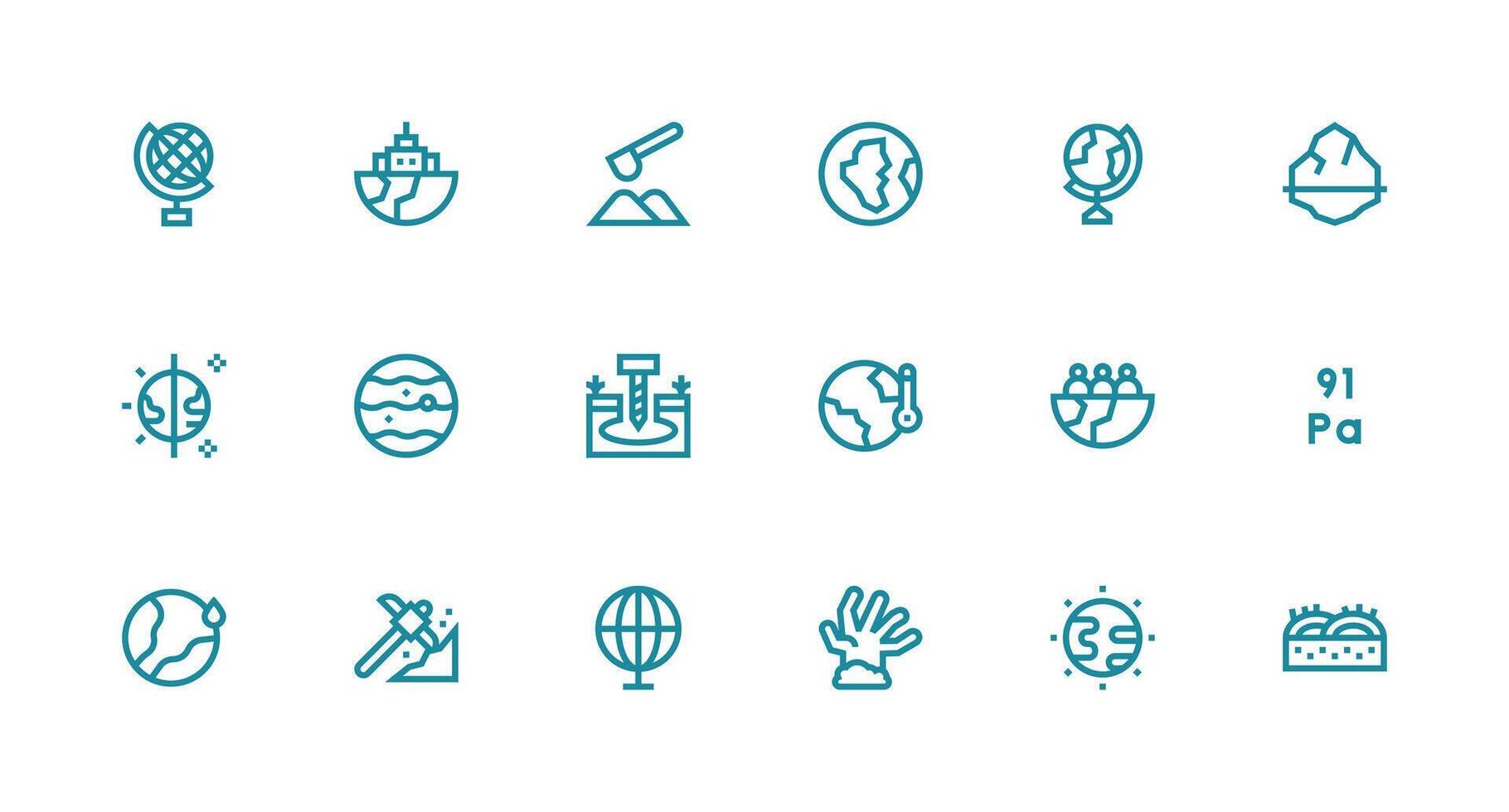 Strong Stroke Line Icons from Earth Set with 18 Vectors Clear and Concise Icon Set Collection