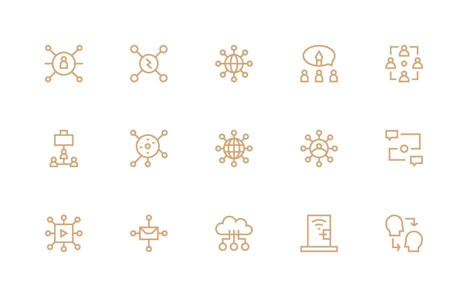 Sharing Visual Pack containing 15 Regular Line Icons Basic Icon Series vector