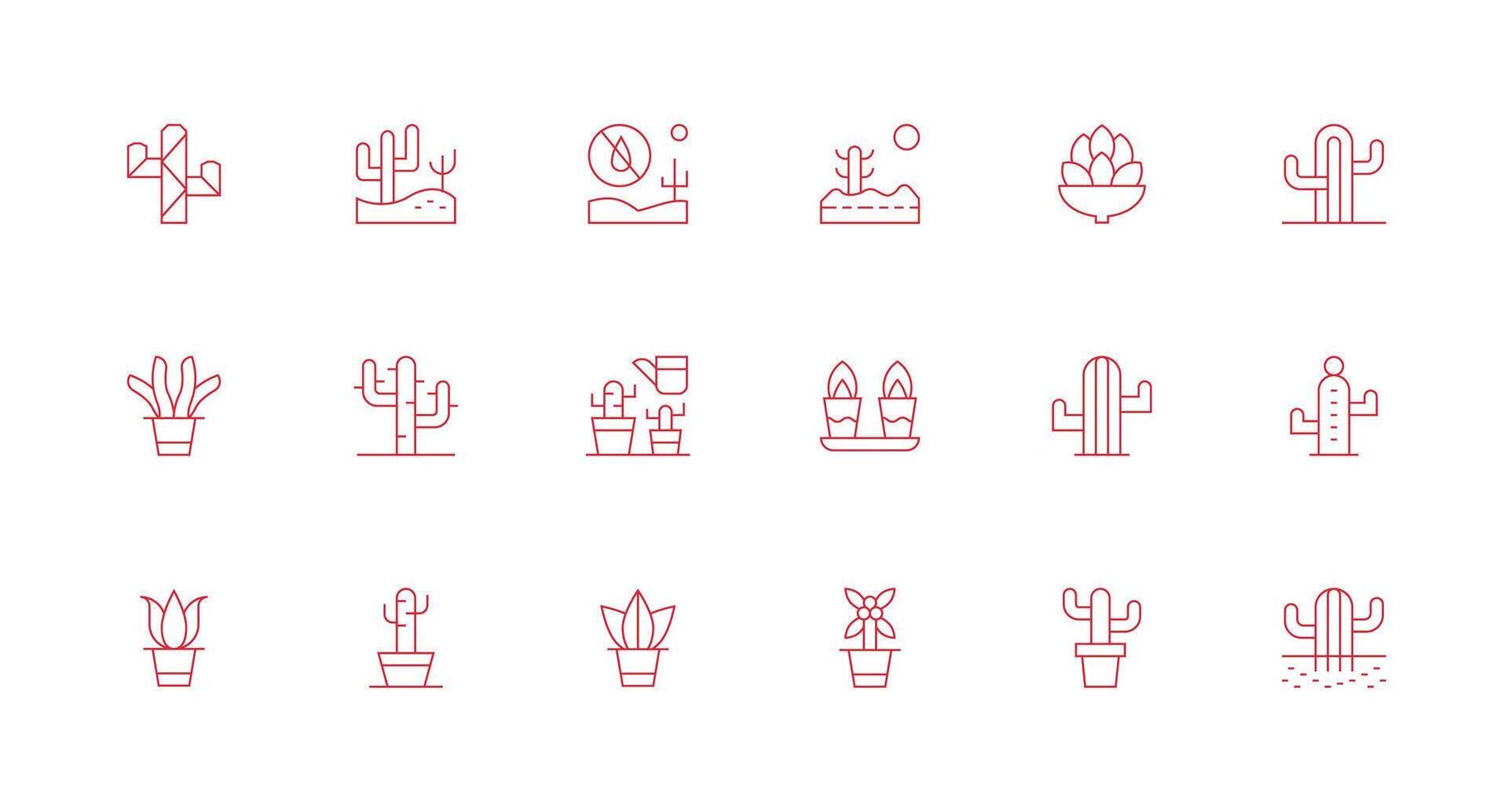 Minimal Line Icons from Cactus Set with 18 Vectors Icons Built for Visual Consistency Pack