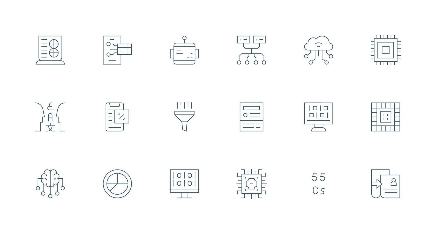 Minimal Line Style Data Processing Icons with 18 Vectors UI and UX Focused Icon Collection