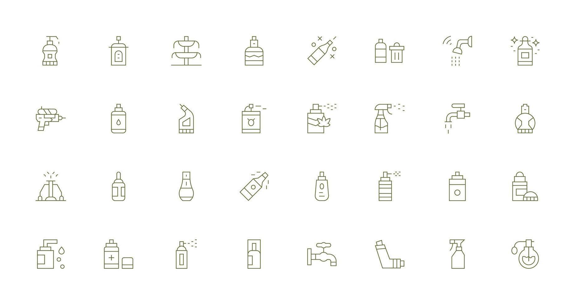 Spray featuring 32 Icons in Thin Line Design Clean Set for Layout Prototypes vector