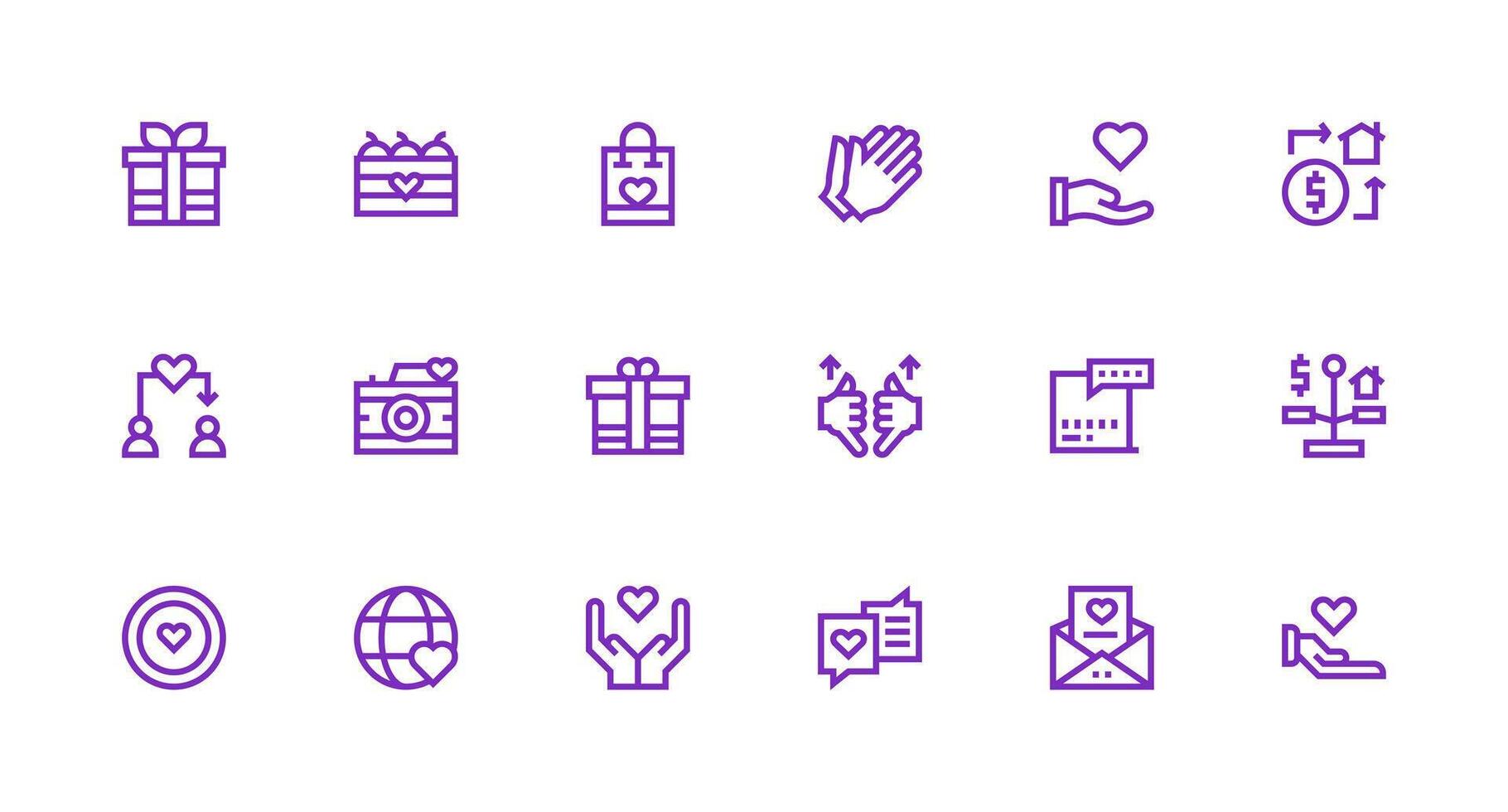 Appreciation Design Icons featuring 18 in Strong Stroke Line Style Interface Icon Collection for Daily Projects vector