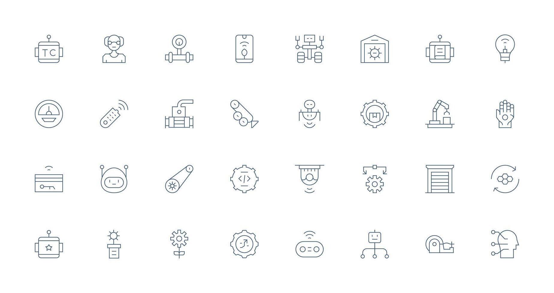 32 Thin Line Vectors for Automation Theme Quick Access Icons for UI Development