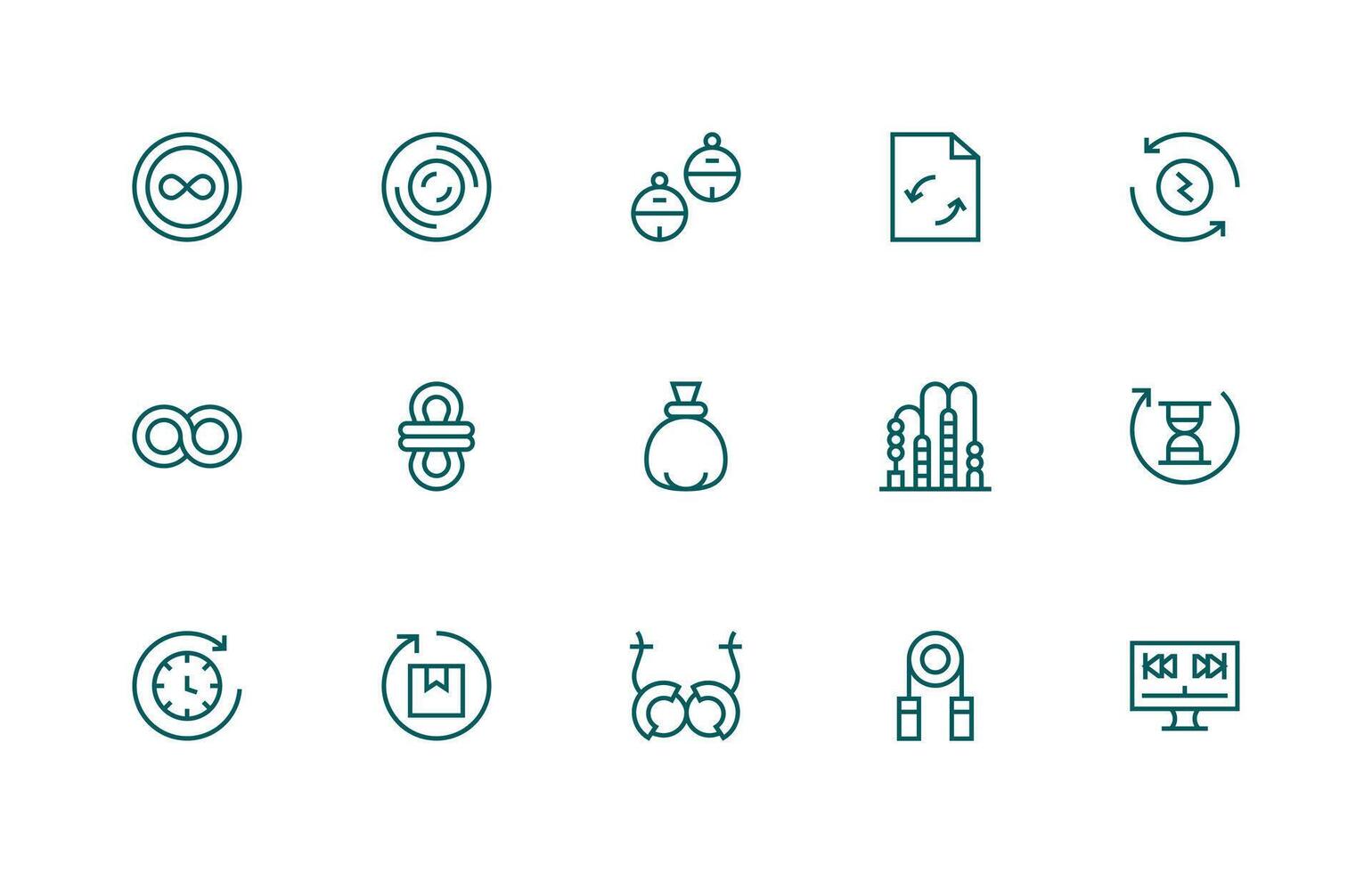 Loop Design Icons featuring 15 in Regular Line Style Icon Collection Set vector