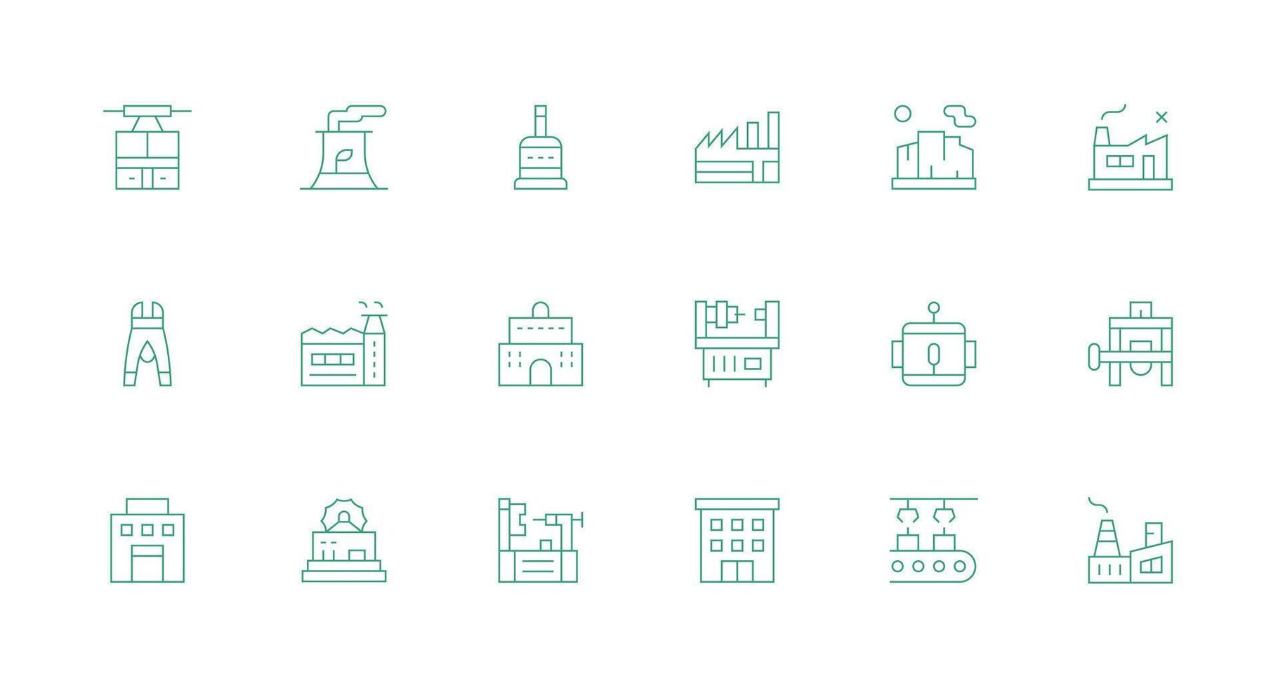 mínimo línea íconos desde fábrica conjunto con 18 vectores flexible icono sistema para web interfaces